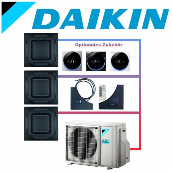 Daikin Klimaanlage Roundflow Deckenkassette FCAG design blende schwarz