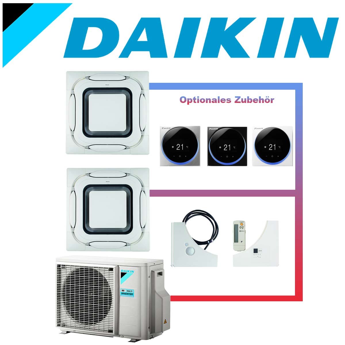 Daikin Klimaanlage Roundflow Deckenkassette FCAG design blende weiss