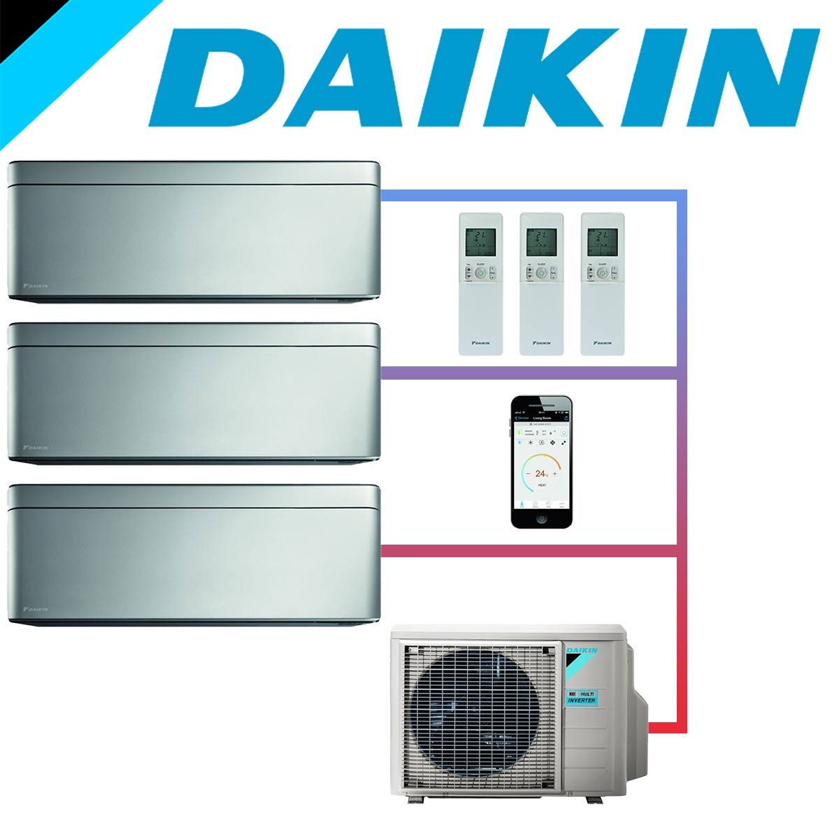 Klimaanlage Daikin Multisplit Stylish FTXJ Set Silber