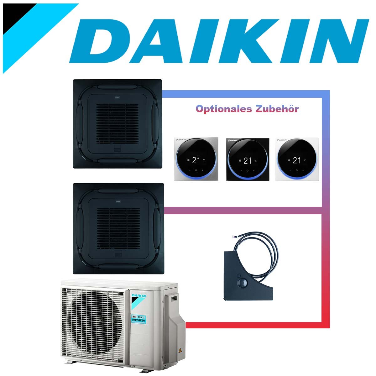 Daikin Klimaanlage Roundflow Deckenkassette FCAG selbstreinigend schwarz