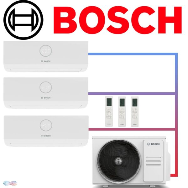 BOSCH Climate 3000iU Set 3× 5 kW Wandgerät + 12,5 kW Außengerät""