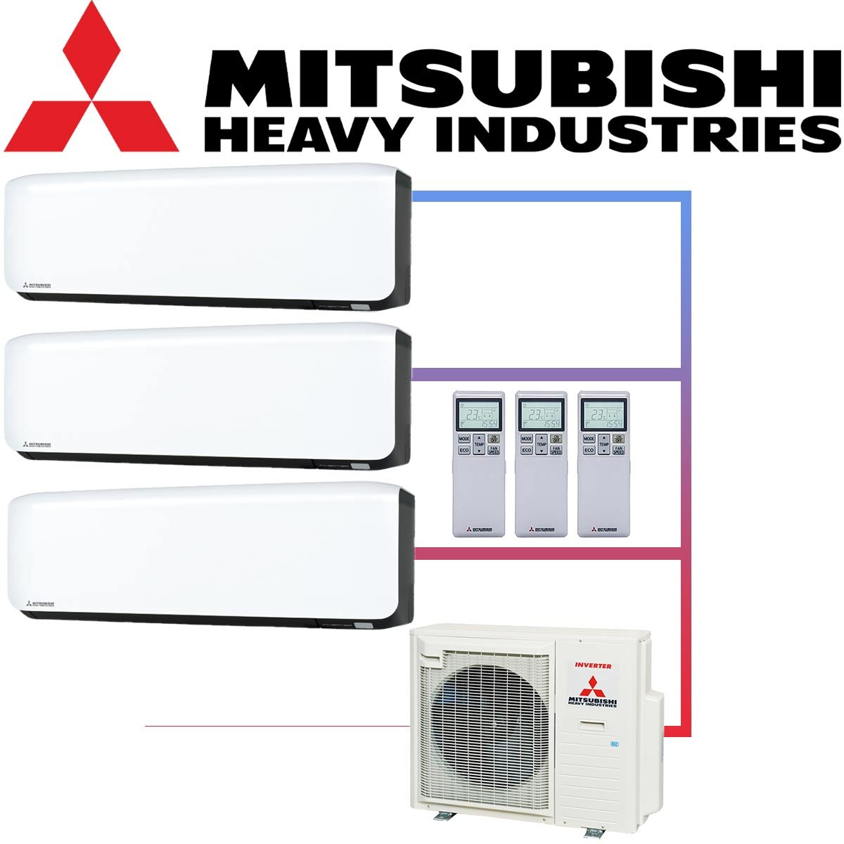 Klimaanlage Mitsubishi Multisplit SRK ZS WB Set weiss schwarz SCM71