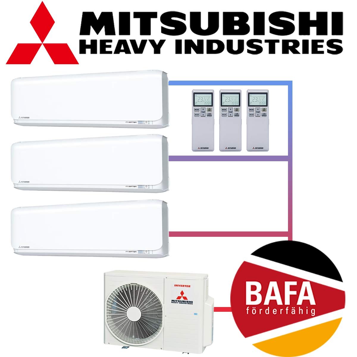 Klimaanlage Mitsubishi Multisplit SRK ZSX WF Set weiss 3IE