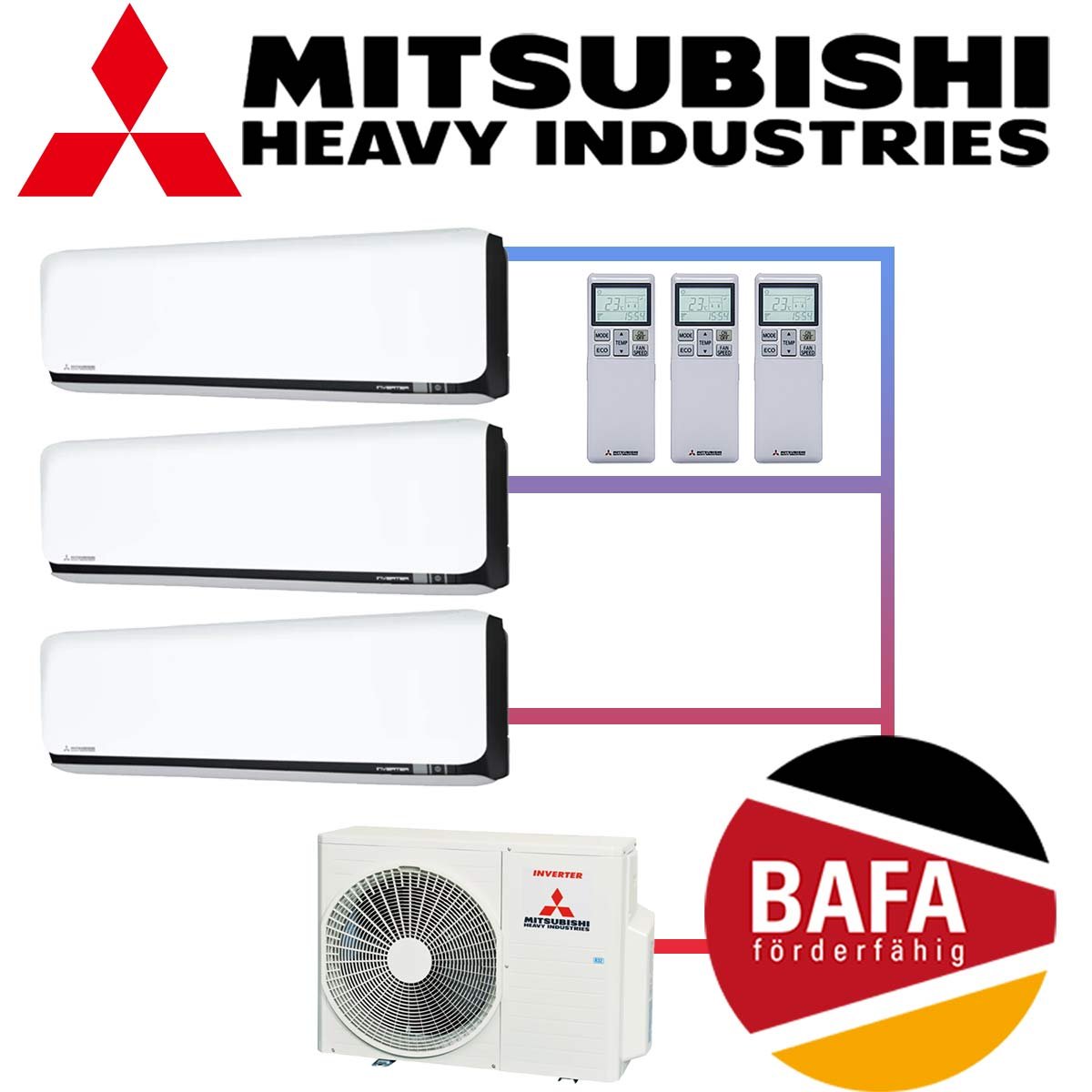 Klimaanlage Mitsubishi Multisplit SRK ZSX WFB Set Schwarz 3IE